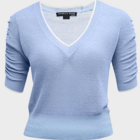 Veronica Beard Saville Sheer V-Neck Pullover XS - Picture 1 of 6